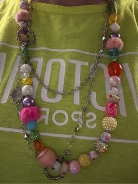 Handmade Eclectic Chunky Beaded Multi-Strand Statement Necklace Kitsch Y2K